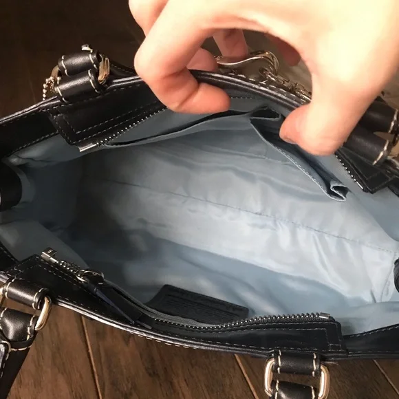 Coach Hampton Y2K ‘07 Baby Blue Suede/Leather Shoulder Purse And Wristlet F11208 - Picture 4 of 15